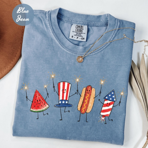 Comfort Colors® Patriotic Doodle Watermelon Hotdog Firework Shirt