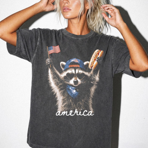 Feral & Free Racoon 4th of July T-Shirt