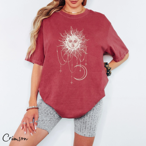 Widow''s Bay Patricia's Celestial Sun Crescent Moon BOHO Comfort Colors T-shirt