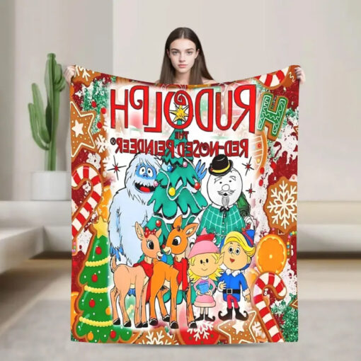 Rudolph The Red Nosed Reindeer Christmas Fleece Blanket #N