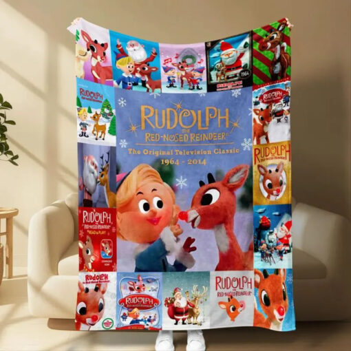 Rudolph The Red Nosed Reindeer Christmas Fleece Blanket #N